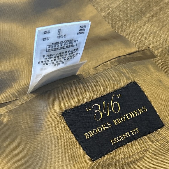 BROOKS BROTHERS 346 Regent Fit 46L Sport Coat Blazer Suit Jacket Beige Plaid Men - Picture 13 of 16